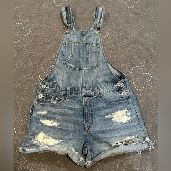 American Eagle Outfitters Women Denim Short Overalls Size XS - Picture 1 of 8